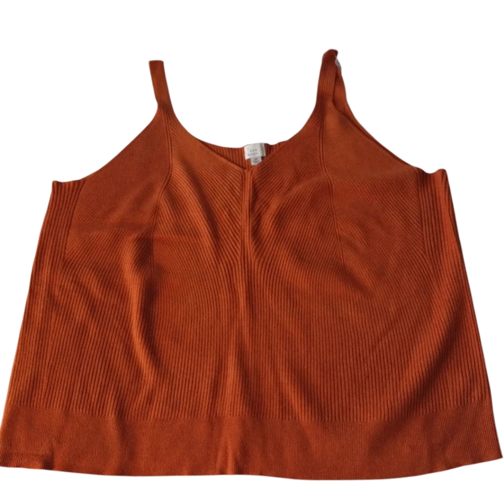 A New Day Women's Rust/pumpkin Textured Knit Tank Top 3X Nwt